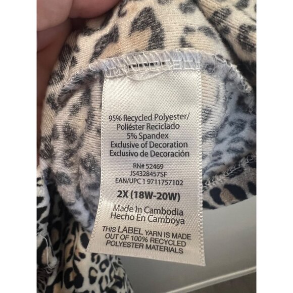 Joyspun Womens Leopard Print Long Sleeve Lounge Top 2X 18W-20W bottoms 3X - Picture 4 of 7